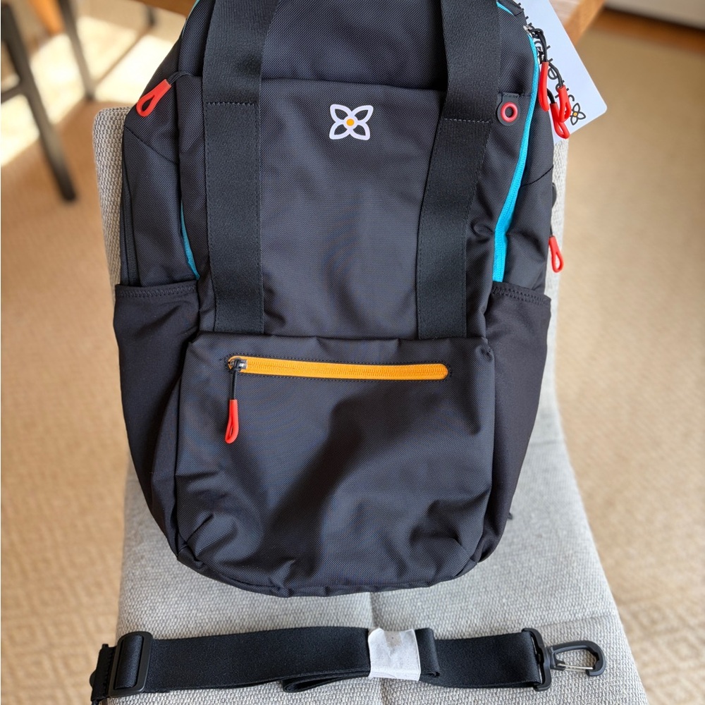 NWT Sherpani Tote Backpack Camden Black with Colorful Accents